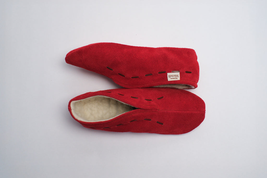 Red Handcrafted Slippers - Maison Mendi