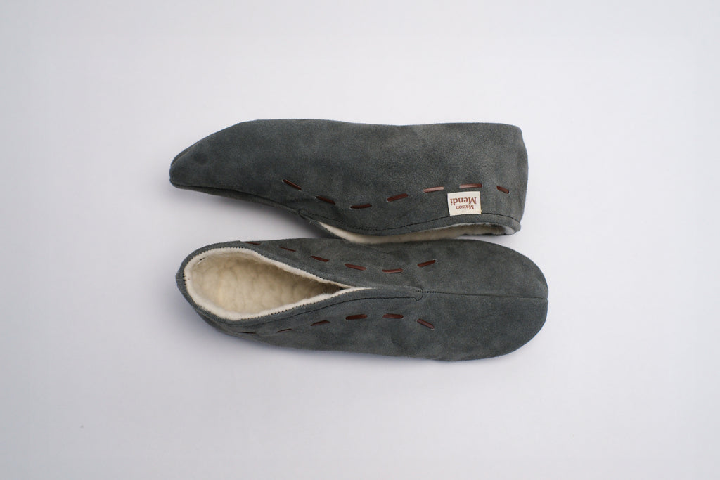 Grey Handcrafted Slippers - Maison Mendi
